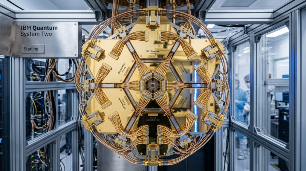 IBM Quantum Starling im modularen Quantum System Two mit hexagonalen Verdünnungskühlstufen und qLDPC-Verdrahtung